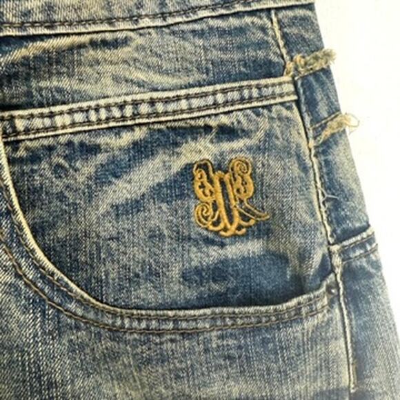 JADED LONDON Y2K Baggy Bermuda Denim Shorts Blue Distressed Jeans 36 Men’s - Picture 4 of 9